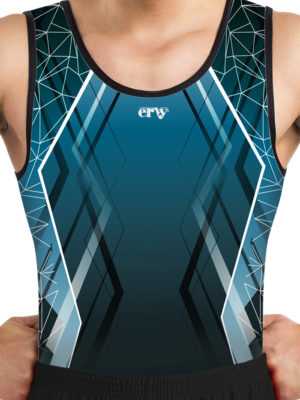 ERVY Kunstradtrikot mit Print in Pertol und mit schwarzem Rücken