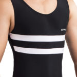 ERVY Turntrikot Jungen, schwarz mit zwei weißen Querstreifen
