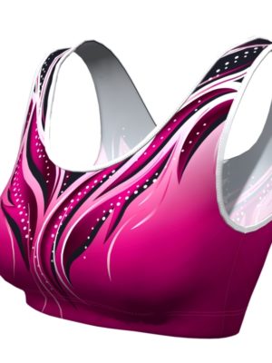 Crop Top in pink und schwarz mit geschwungenem Muster