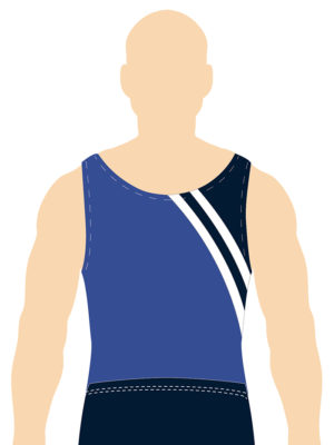 ERVY Turntrikot mit wellenförmigen Einsätzen, ohne Arm, in blau und weiß