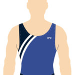 ERVY Turntrikot mit wellenförmigen Einsätzen, ohne Arm, in blau und weiß