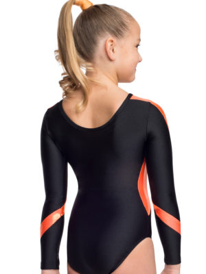 Turnanzug, langarm, Schwarz, Orange,