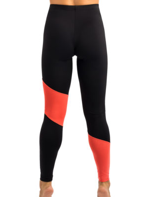 ERVY Enge schwarze Hose für Training, Fitness und Workout in schwarz, mit orangen Streifen