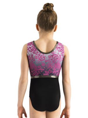 ERVY Turnbody ohne Arm, mit floralem Printmuster und Farbverlauf, Unterteil in mattem Schwarz