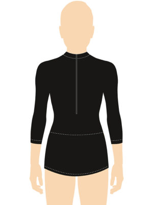 ERVY Basic RSG-Kleid mit 3/4 Arm, Stehbund und Reißverschluss