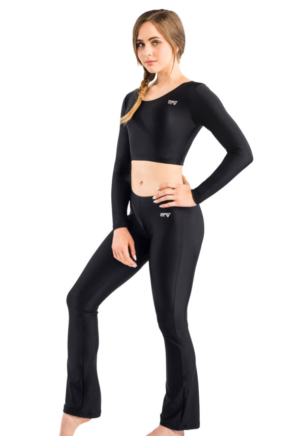ERVY Tanzhose mit weitem Bein in Schwarz mit hüfttiefem Schnitt