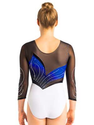 ERVY Turnanzug elegant und sportlich mit Tüll, Strass und geschwungenem Design
