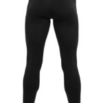 ERVY Leggings in Schwarz, an der Taille sitzend. Leggings ohne Frontnaht vorne.
