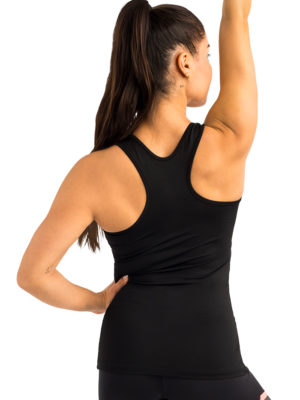 ERVY Longtop in mattem Schwarz oder anderen Farben erhältlich. Basic Tanktop mit Rückensteg ohne Arm.
